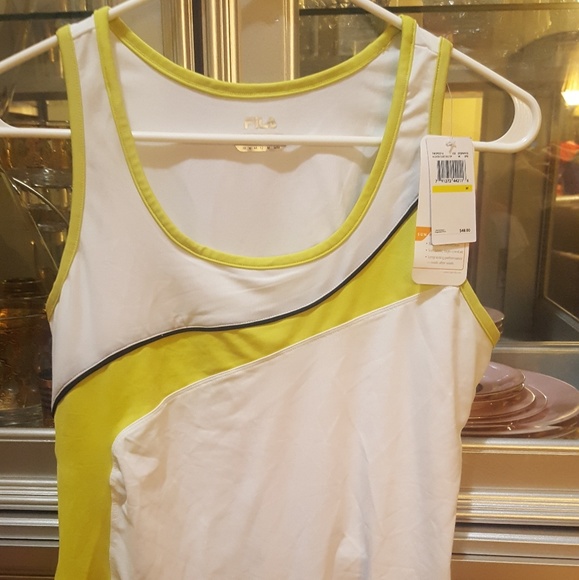 NWT Fila Center Court Yellow White Sport Tank Top - Picture 2 of 3